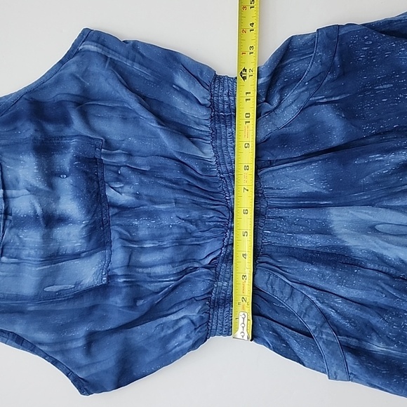Khush Women Blue One Piece Jumpsuit Lightweight Flowy Tassles Elastic Waist Sz M - Picture 12 of 16